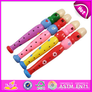 2015 Colorful Wooden Flute Toy for Kids, Educational Wooden Flute Toy for Children, Cartoon Wooden Flute Toy for Baby W07D011